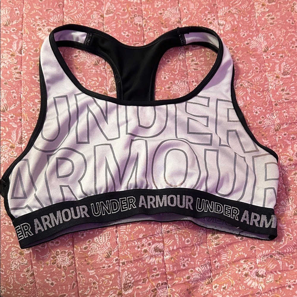 Under Armour Bold Logo Black and Gray Sports Bra